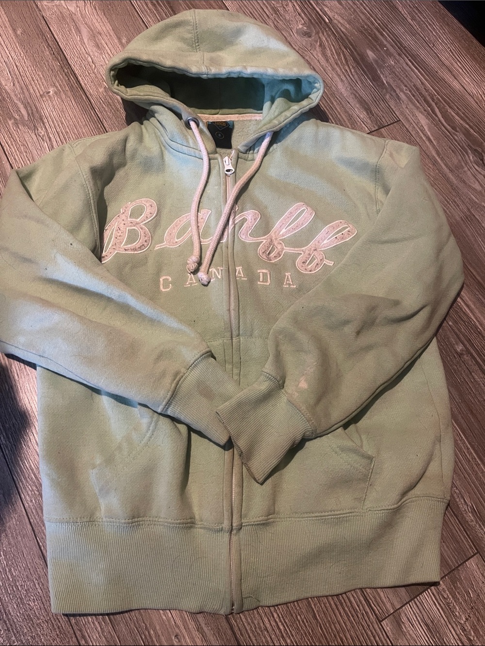 Coastal Culture BANFF CANADA Women's Sage Green Zip-Up Hoodie